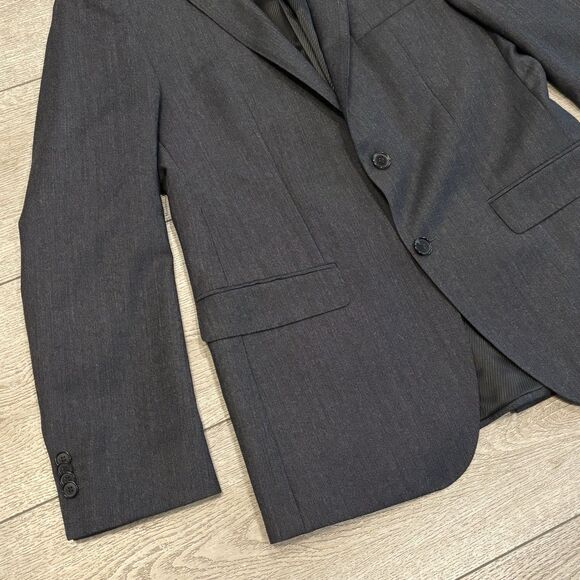 Hugo Boss The Jam75 Flat Front Charcoal Grey Suit Trim Mens 38 R - Picture 3 of 11